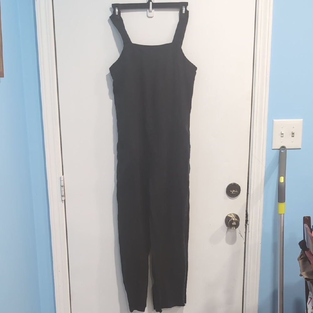 Everlane Women's Sleeveless 100% Linen Square Neck Jumpsuit Black Size 0